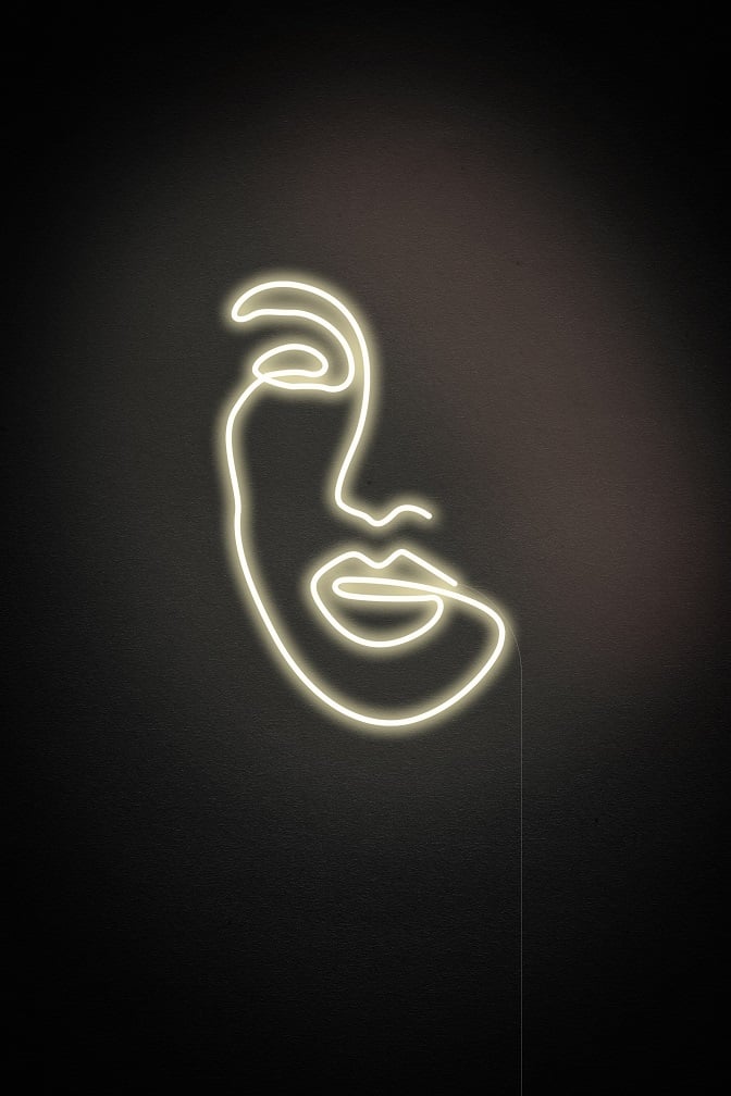 Aesthetic Face Neon Sign 2 - White20 inches