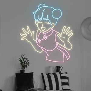 Anime Laughing Girl LED Neon Sign - Small