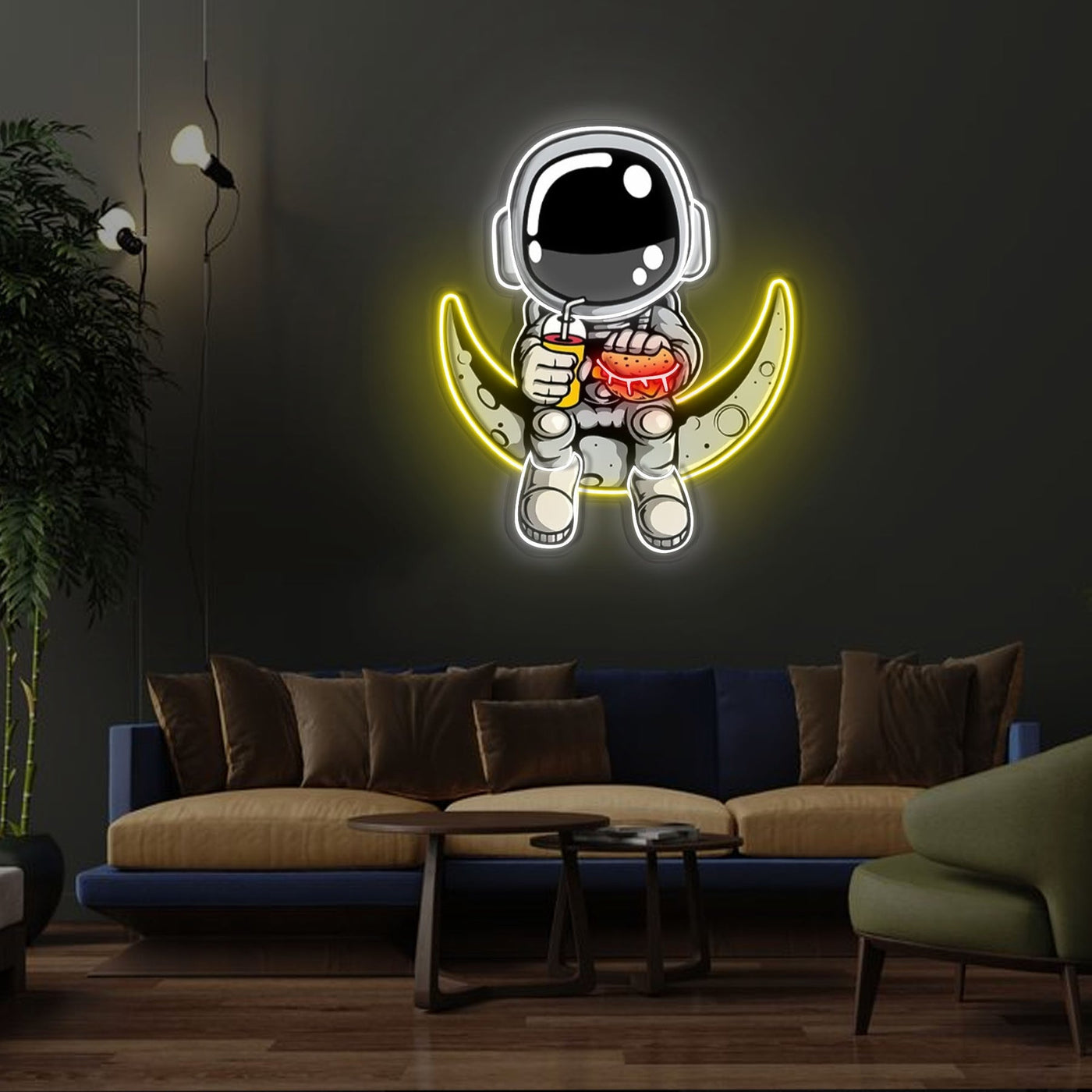 "Astronaut Hamburger" Neon x Acrylic Artwork - 2ft x 1.6ftLED Neon x Acrylic Print