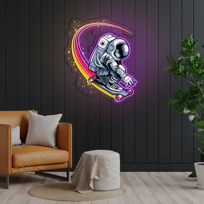 Astronaut Skateboard Neon Sign x Acrylic Artwork - 2ftLED Neon x Acrylic Print