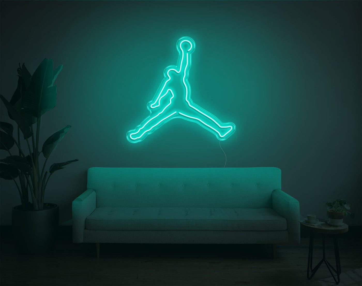 Basketball Jump LED Neon Sign - 30inch x 28inchTurquoise