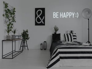 Be Happy LED Neon Sign - Pink