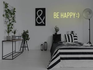 Be Happy LED Neon Sign - Pink