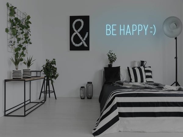 Be Happy LED Neon Sign - Blue