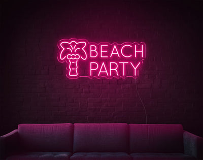 Beach Party LED Neon Sign - 12inch x 26inchLight Pink