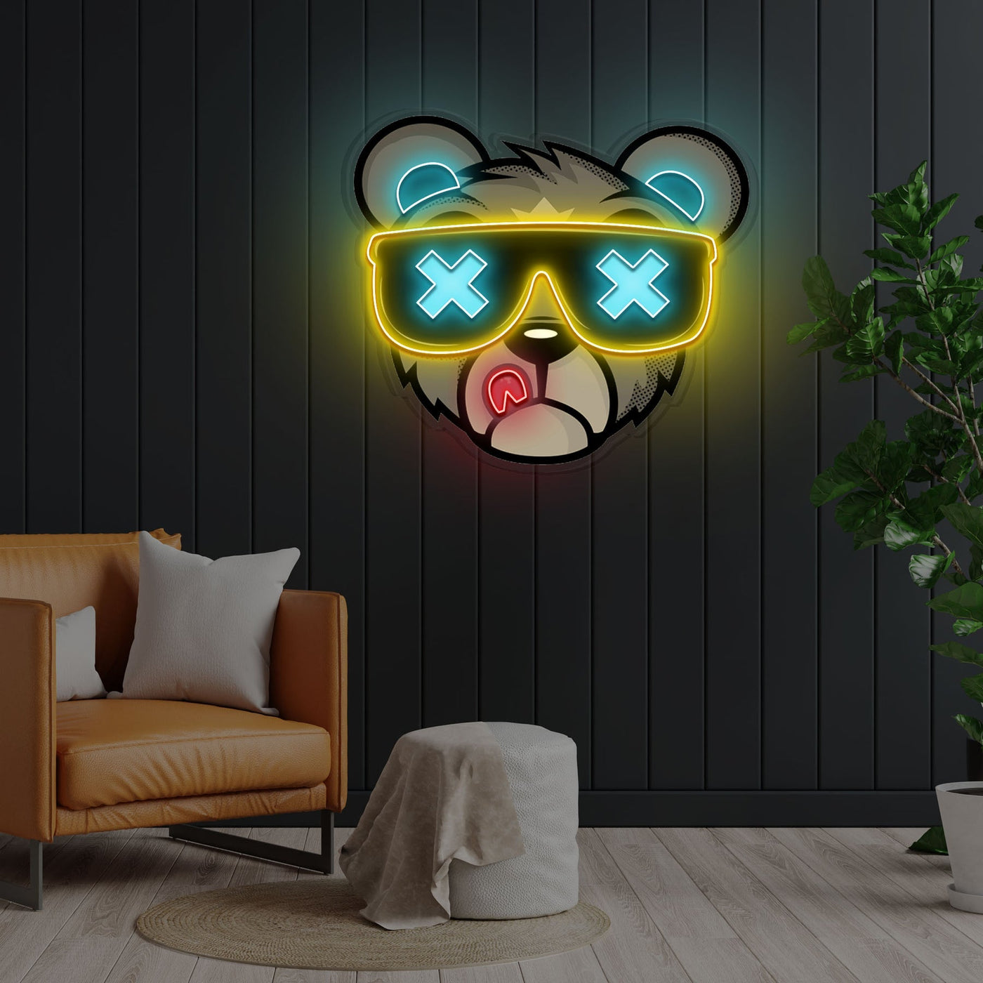 "Bear Led Neon" Neon x Acrylic Artwork - 2ft x 1.6ftLED Neon x Acrylic Print