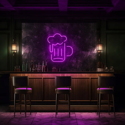 Beer Glass LED Neon Sign - 20 InchPurple