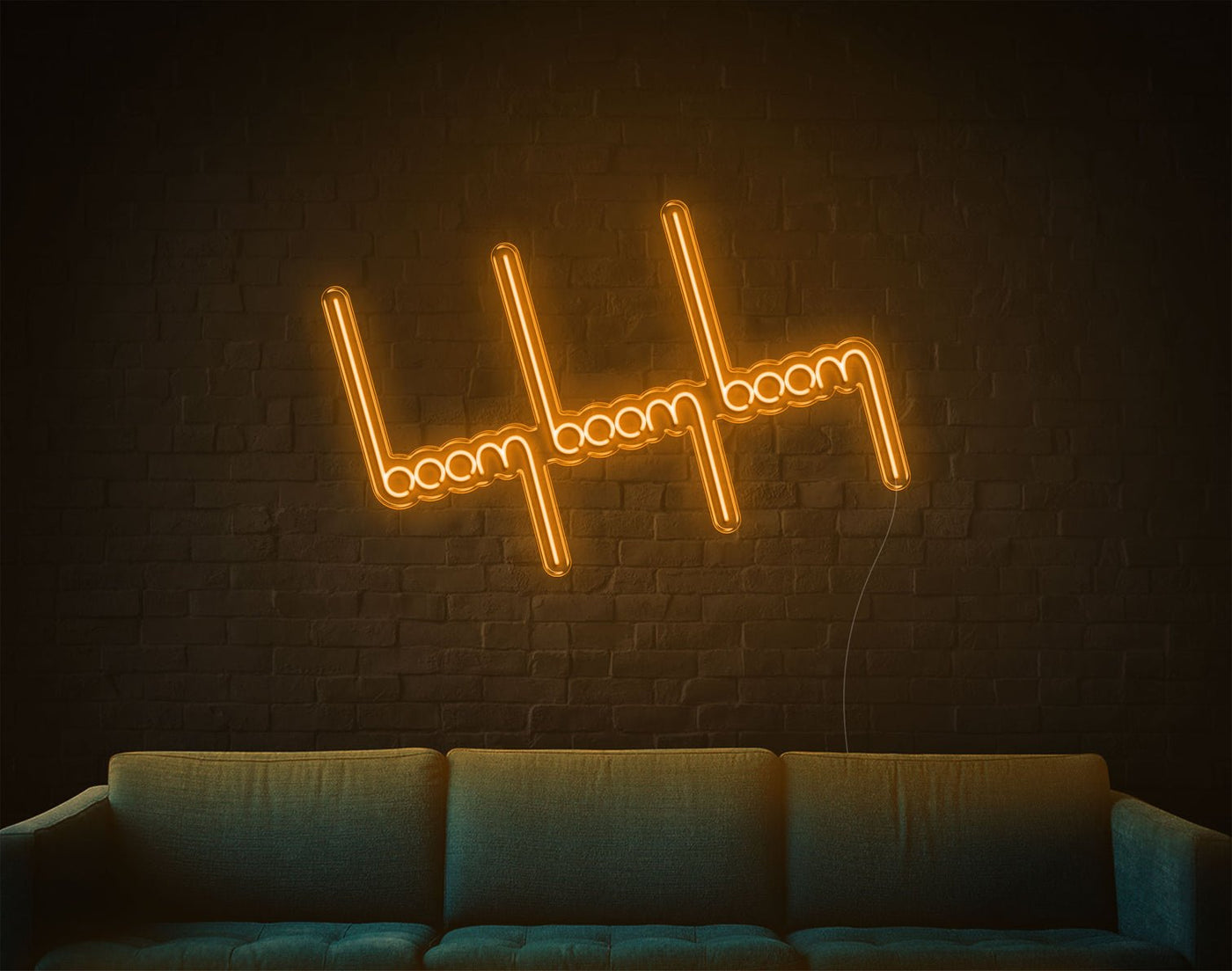 Boom Boom Boom LED Neon Sign - 26inch x 41inchOrange