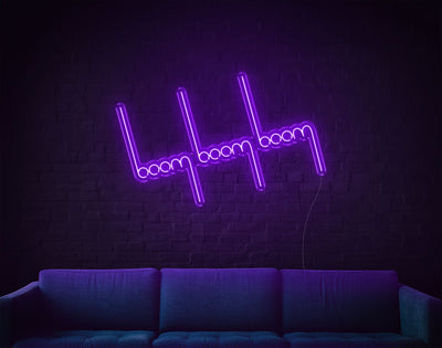 Boom Boom Boom LED Neon Sign - 26inch x 41inchPurple