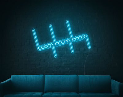 Boom Boom Boom LED Neon Sign - 26inch x 41inchLight Blue