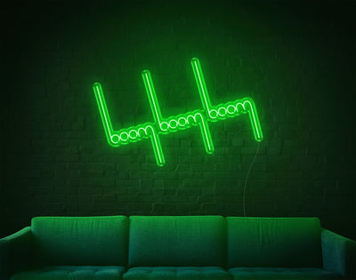 Boom Boom Boom LED Neon Sign - 26inch x 41inchGreen