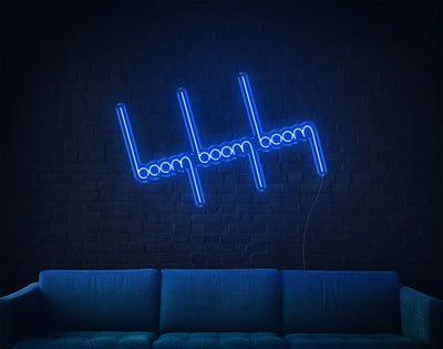 Boom Boom Boom LED Neon Sign - 26inch x 41inchBlue