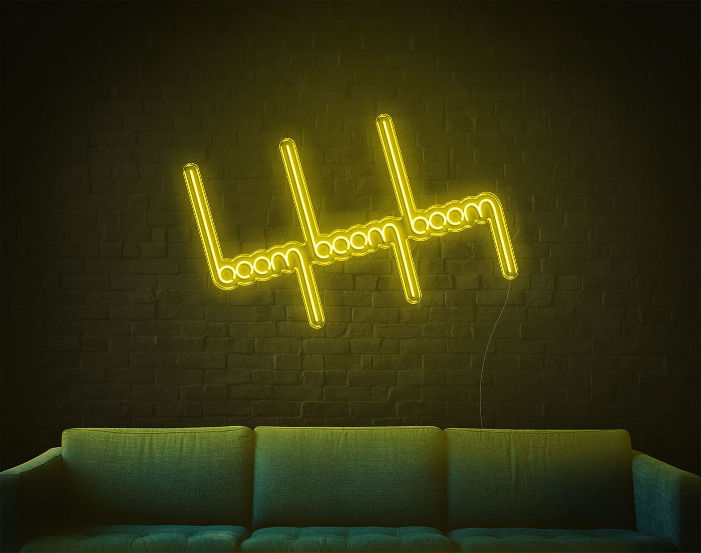 Boom Boom Boom LED Neon Sign - 26inch x 41inchYellow