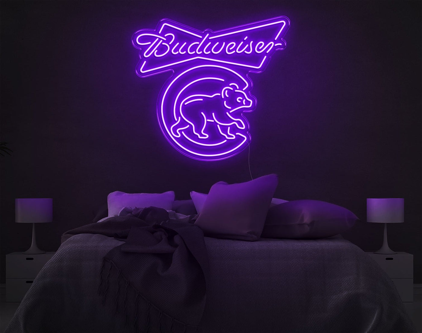 Budweiser LED Neon Sign - 25inch x 28inchPurple