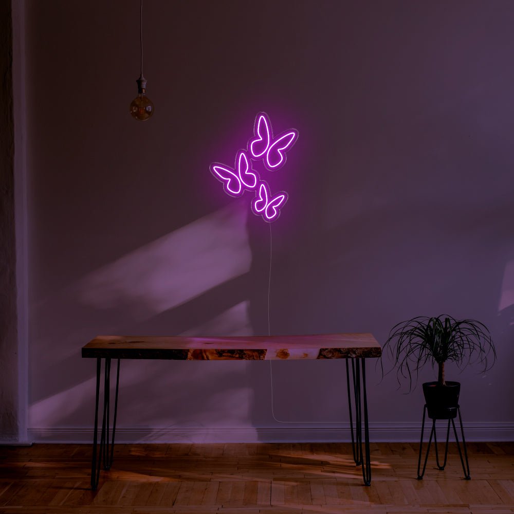 Butterflies LED Neon Sign - 22inch x 28inchPurple