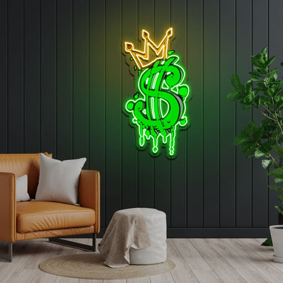 Cash Is King Neon Sign x Acrylic Artwork - 2ftLED Neon x Acrylic Print