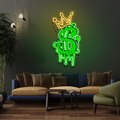 Cash Is King Neon Sign x Acrylic Artwork - 2ftLED Neon x Acrylic Print