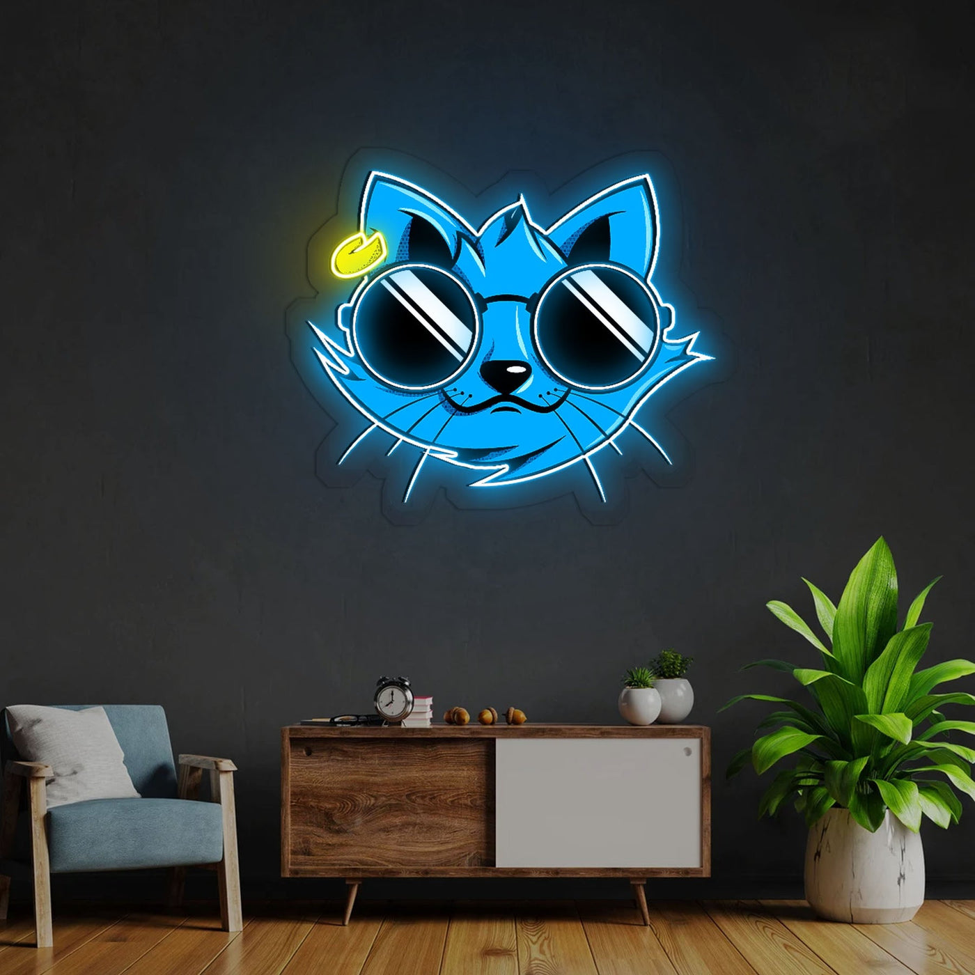 Cat Iron Man Neon Sign x Acrylic Artwork - 2ftLED Neon x Acrylic Print