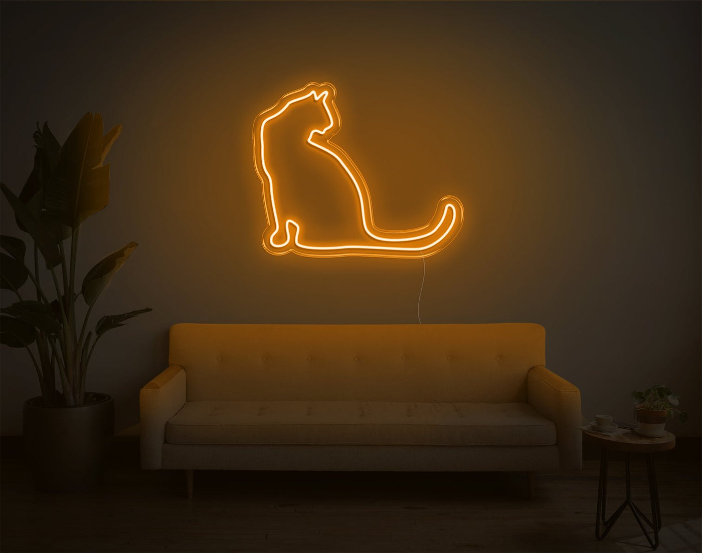 Cat V1 LED Neon Sign - 8inch x 9inchOrange