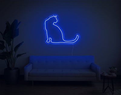 Cat V1 LED Neon Sign - 8inch x 9inchBlue