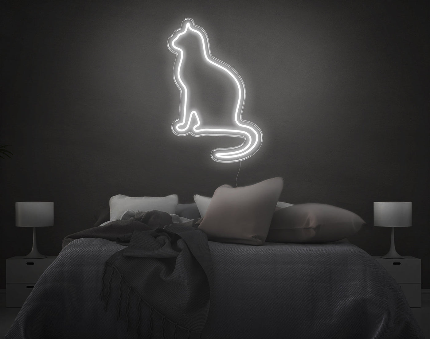 Cat V2 LED Neon Sign - 10inch x 6inchWhite