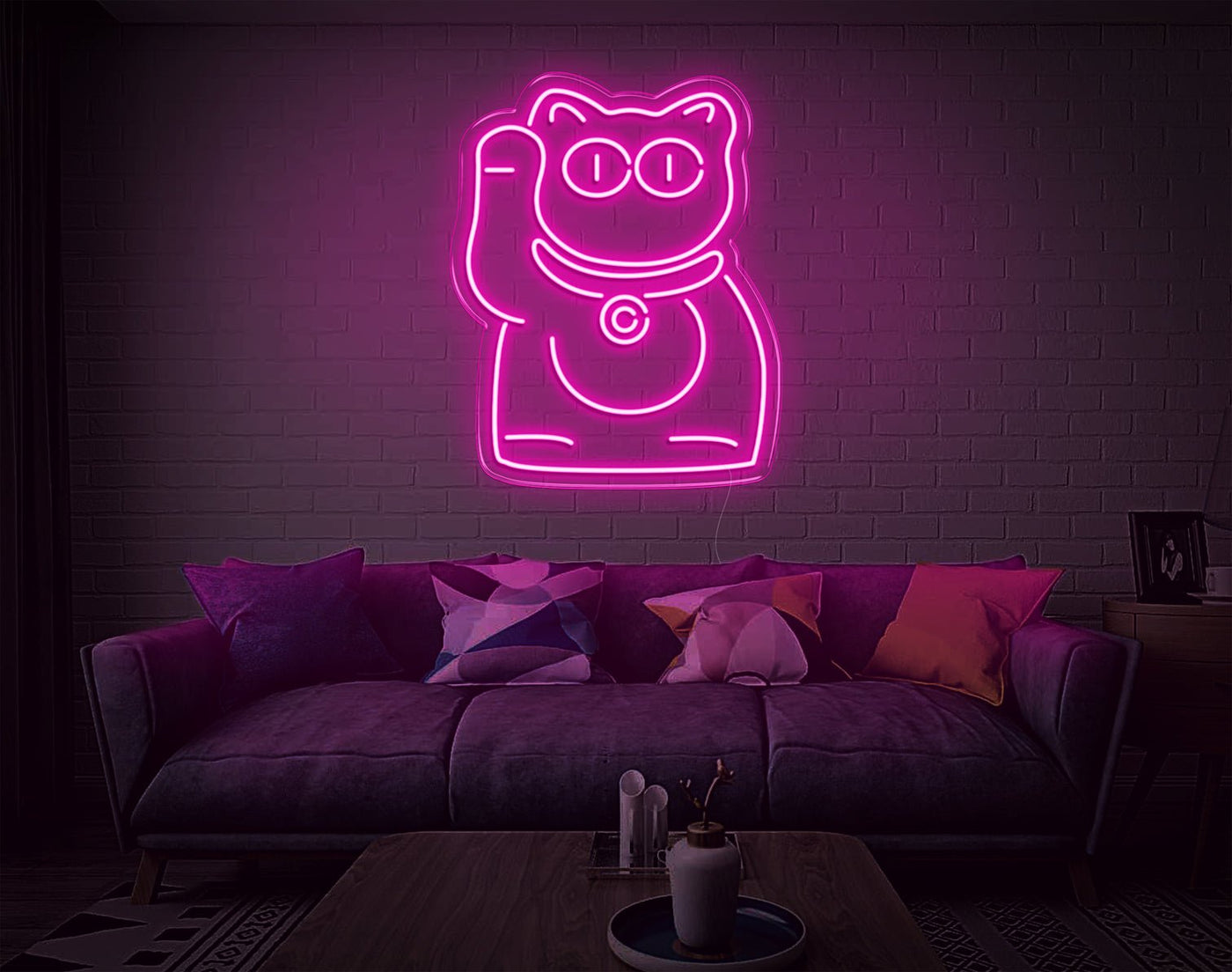 Cat V3 LED Neon Sign - 9inch x 7inchHot Pink