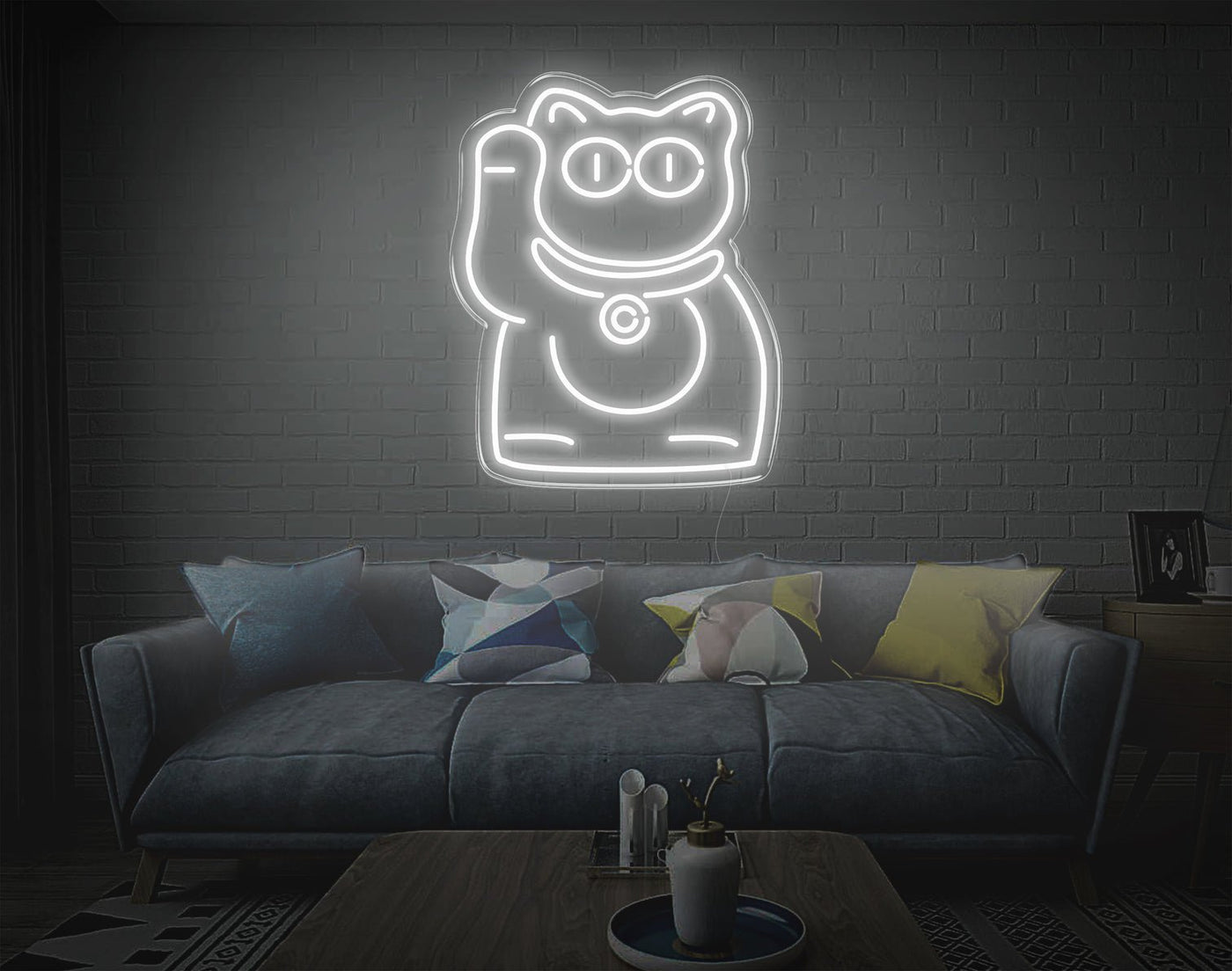 Cat V3 LED Neon Sign - 9inch x 7inchWhite