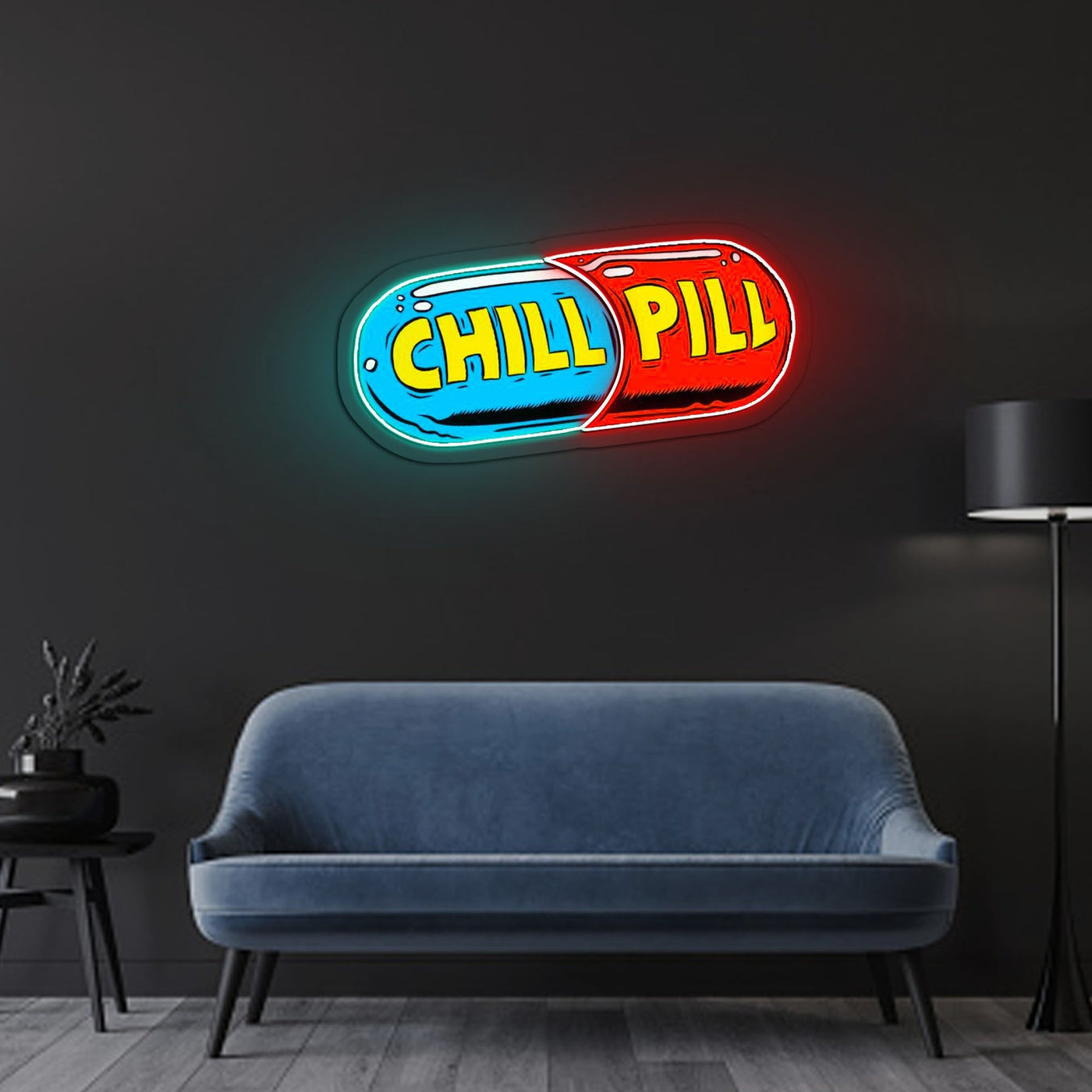 Chill Pill Neon Sign x Acrylic Artwork - 2ftLED Neon x Acrylic Print