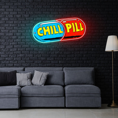 Chill Pill Neon Sign x Acrylic Artwork - 2ftLED Neon x Acrylic Print