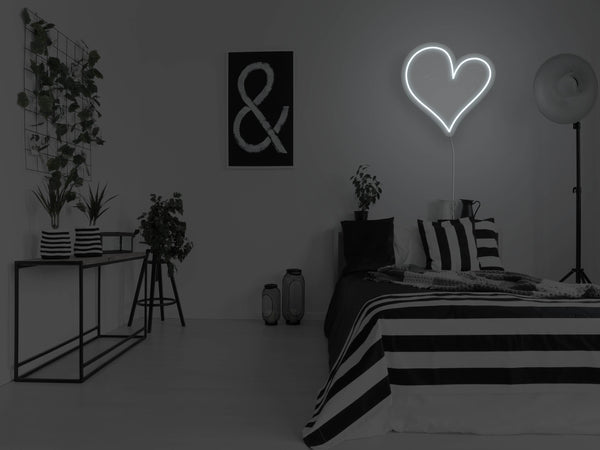 Classic Heart LED Neon Sign - White