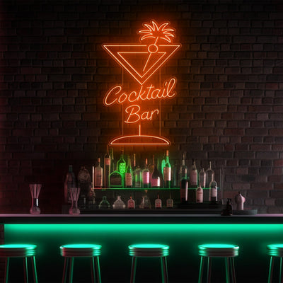 Cocktail Glass Bar LED Neon Sign - 30in x 20inDark Blue