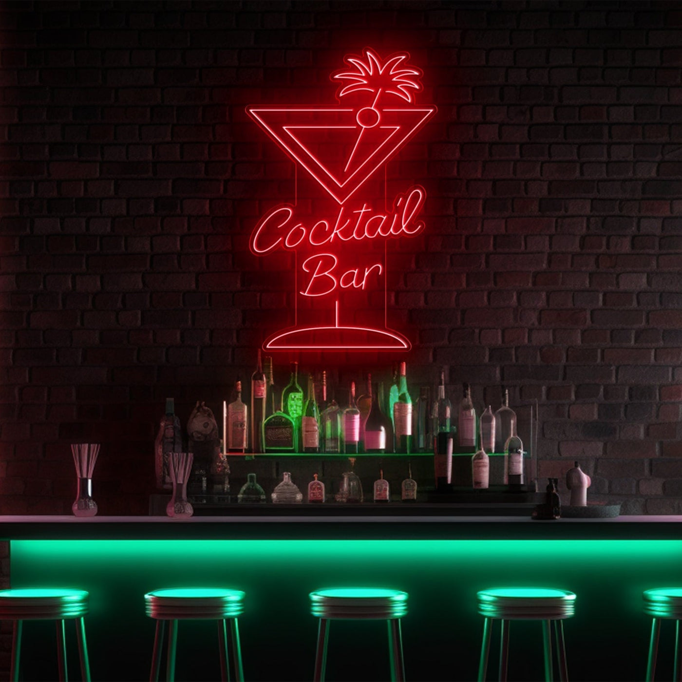 Cocktail Glass Bar LED Neon Sign - 30in x 20inGolden Yellow