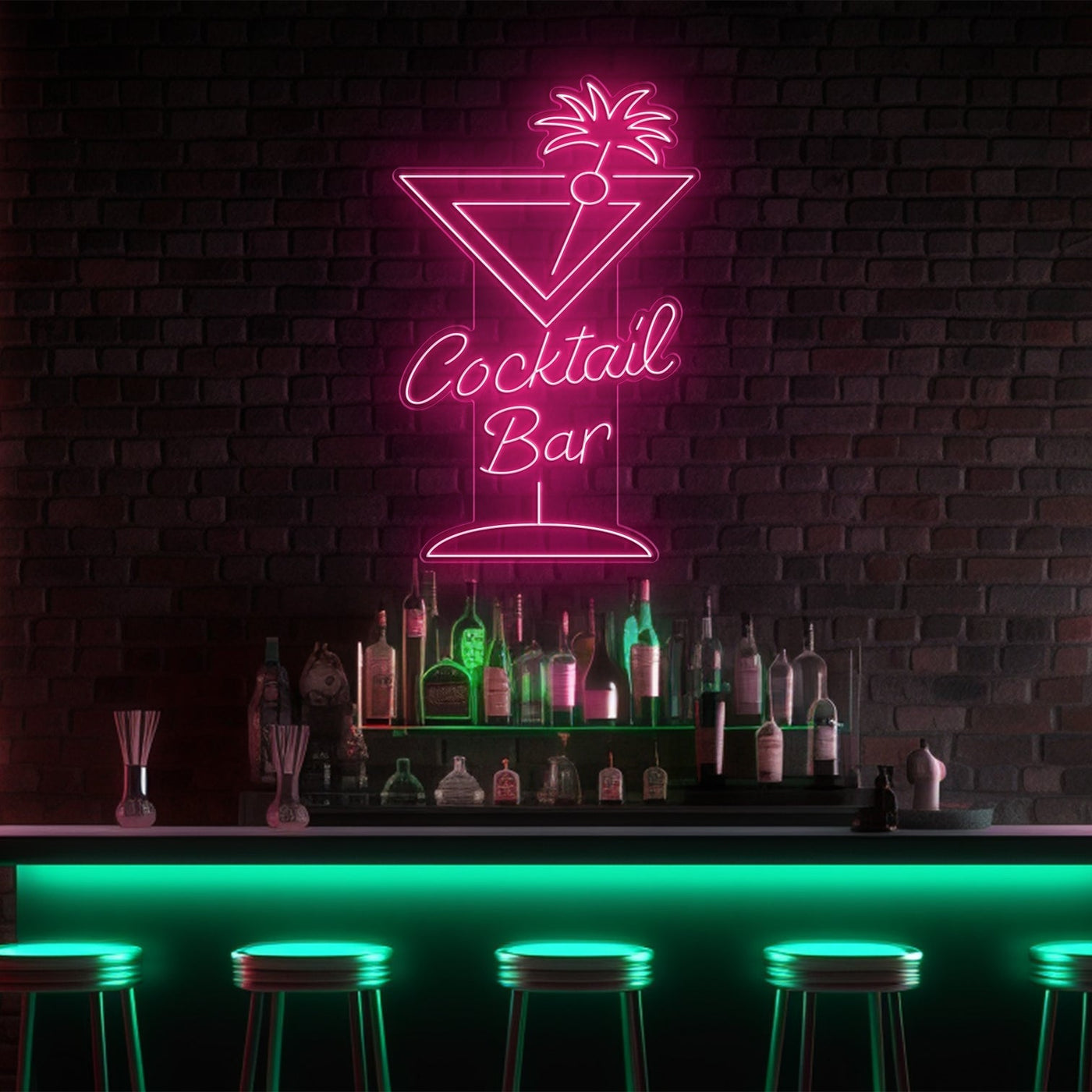 Cocktail Glass Bar LED Neon Sign - 30in x 20inGolden Yellow