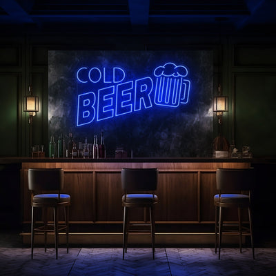 Cold Beer Bar LED Neon Sign - 30 InchDark Blue