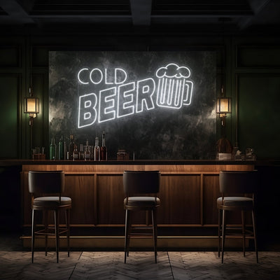 Cold Beer Bar LED Neon Sign - 30 InchTurquoise