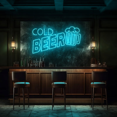 Cold Beer Bar LED Neon Sign - 30 InchTurquoise