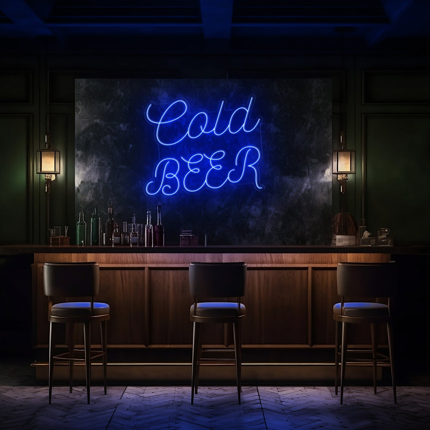 Cold Beer Cursive LED Neon Sign - 30 InchDark Blue