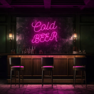 Cold Beer Cursive LED Neon Sign - 30 InchGolden Yellow