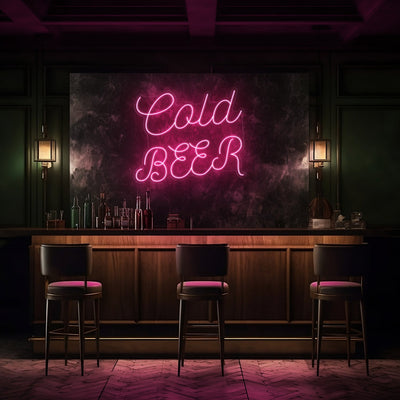 Cold Beer Cursive LED Neon Sign - 30 InchGolden Yellow