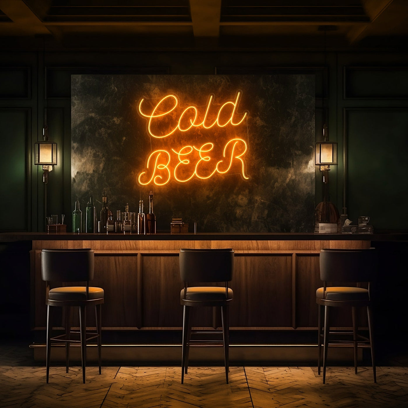 Cold Beer Cursive LED Neon Sign - 30 InchGolden Yellow