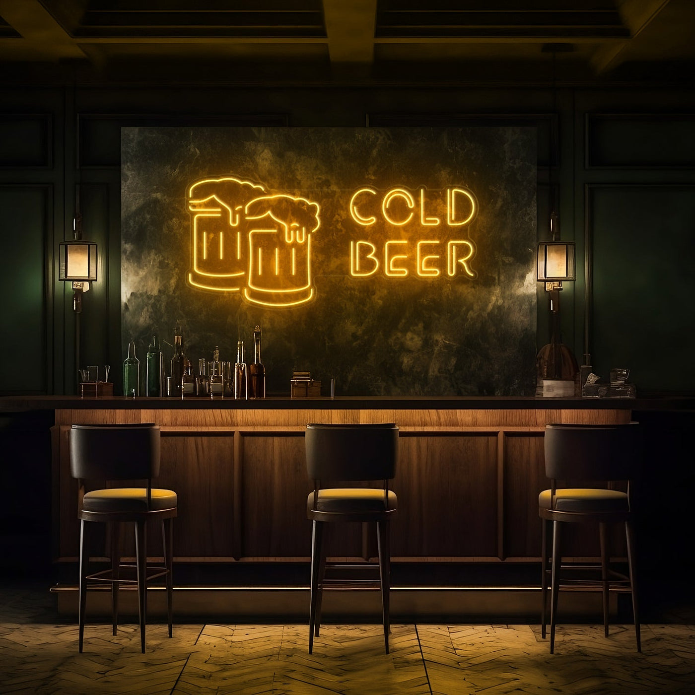 Cold Beer LED Neon Sign - 40 InchGolden Yellow