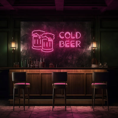 Cold Beer LED Neon Sign - 40 InchGolden Yellow