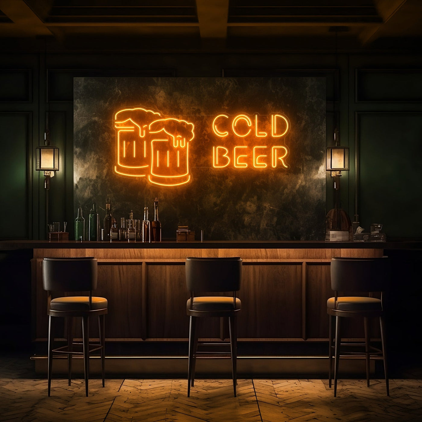 Cold Beer LED Neon Sign - 40 InchGolden Yellow