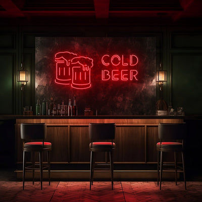 Cold Beer LED Neon Sign - 40 InchGolden Yellow