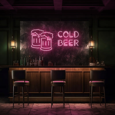 Cold Beer LED Neon Sign - 40 InchGolden Yellow