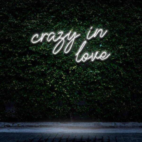 crazy in love neon sign white