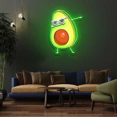 Dabbing Avocado Neon Sign x Acrylic Artwork