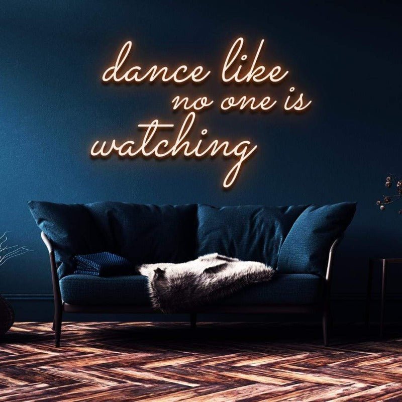 Dance like no one's watching neon sign orange