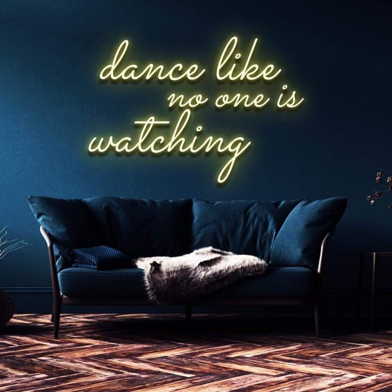 Dance like no one's watching neon sign yellow