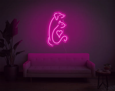 Dog And Cat V2 LED Neon Sign